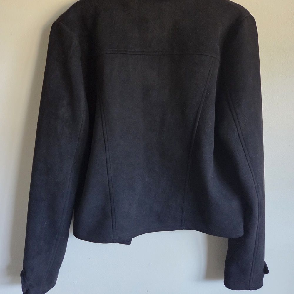 Black Asymmetric Moto Jacket with Silver Hardware Size Large - Picture 6 of 6